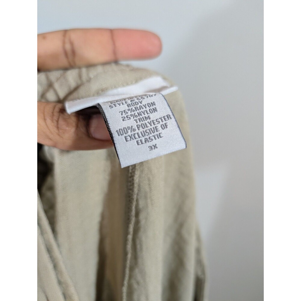 Soft Surroundings Pants Women Plus Sz 3X Tan High Rise Wide Leg Belted Trousers - Picture 7 of 8
